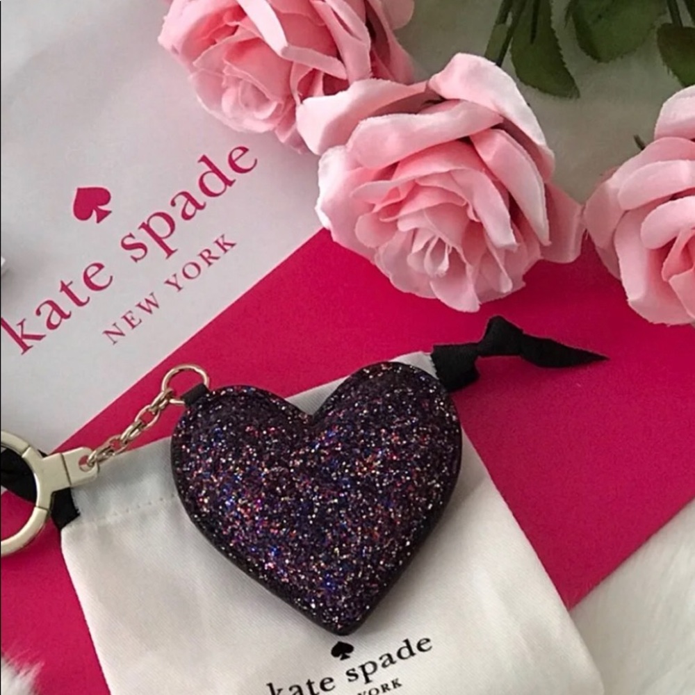 New! KSNY Glitter Heart 💜Key Fob in Black Multi